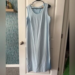 Kathie Lee Collection Blue linen vintage Midi Dress Sleeveless